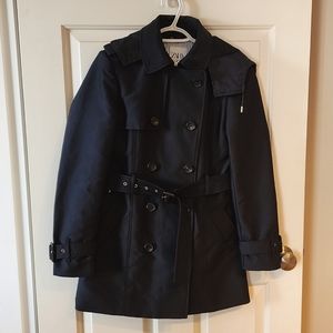 Zara navy blue, rain pea coat. Size small